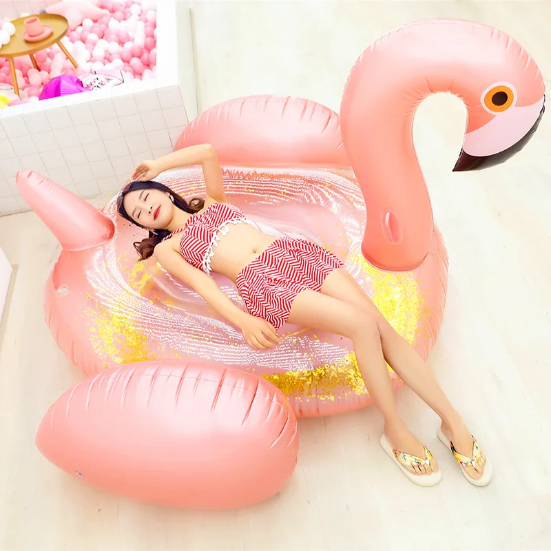 Fitted Sheet Deep - Hot Giant Lovertjes Flamingo Opblaasbaar Zwembad