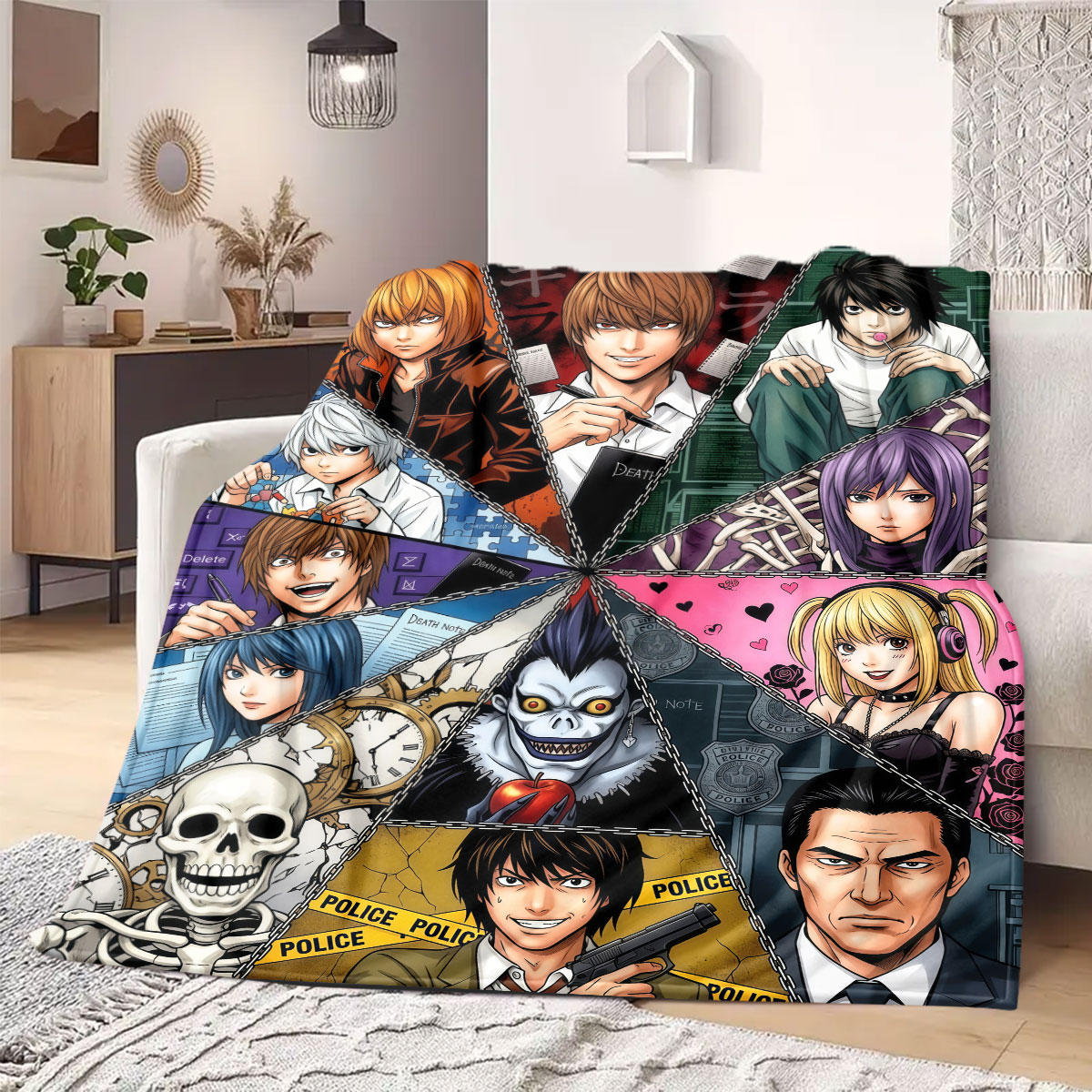 Home Textiles Notes - Death Note Grand Cartoon flanellen deken,