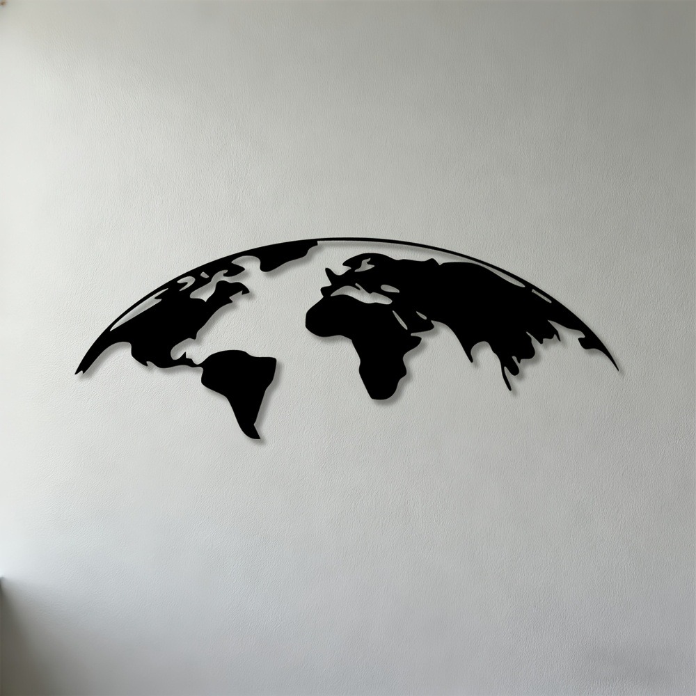 Home Textiles Brands - 2D Metalen Wanddecoratie Wereldkaart Sculptuur Moderne