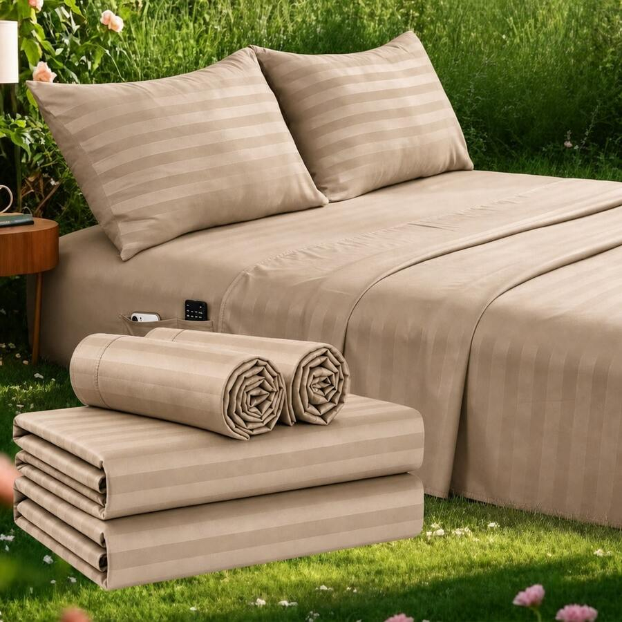 Gestreepte Koelende Lakenset K - Fitted Sheet Deep recensie en prijs